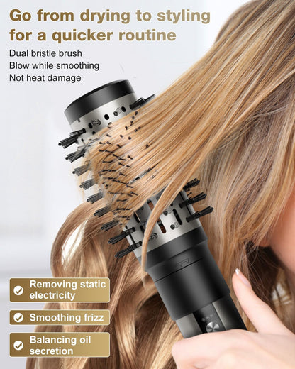 7MAGIC Hair Dryer Brush & 6 in 1 Hair Styler, Silver, 110 Volts, 1200 Watts, Ionic Technology, Fast Drying, Multi Styler for Straight, Wavy, Curly, and Coily Hair