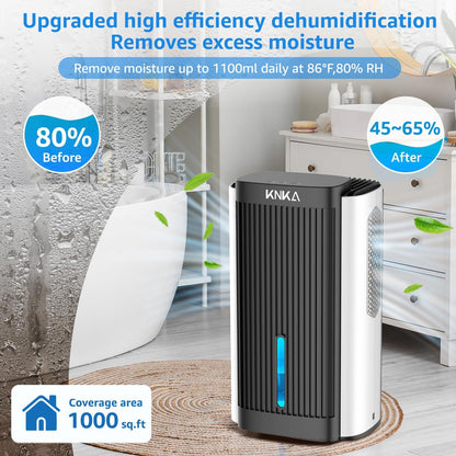 Dehumidifier,95 OZ Water Tank, (1000 sq. ft) Quiet Dehumidifier for Basement, Bathroom, RV, Closet, Bedroom with Auto Shut Off, Sleep Mode,7 Colors LED Light, Dehumidifiers for Home (White/Black)